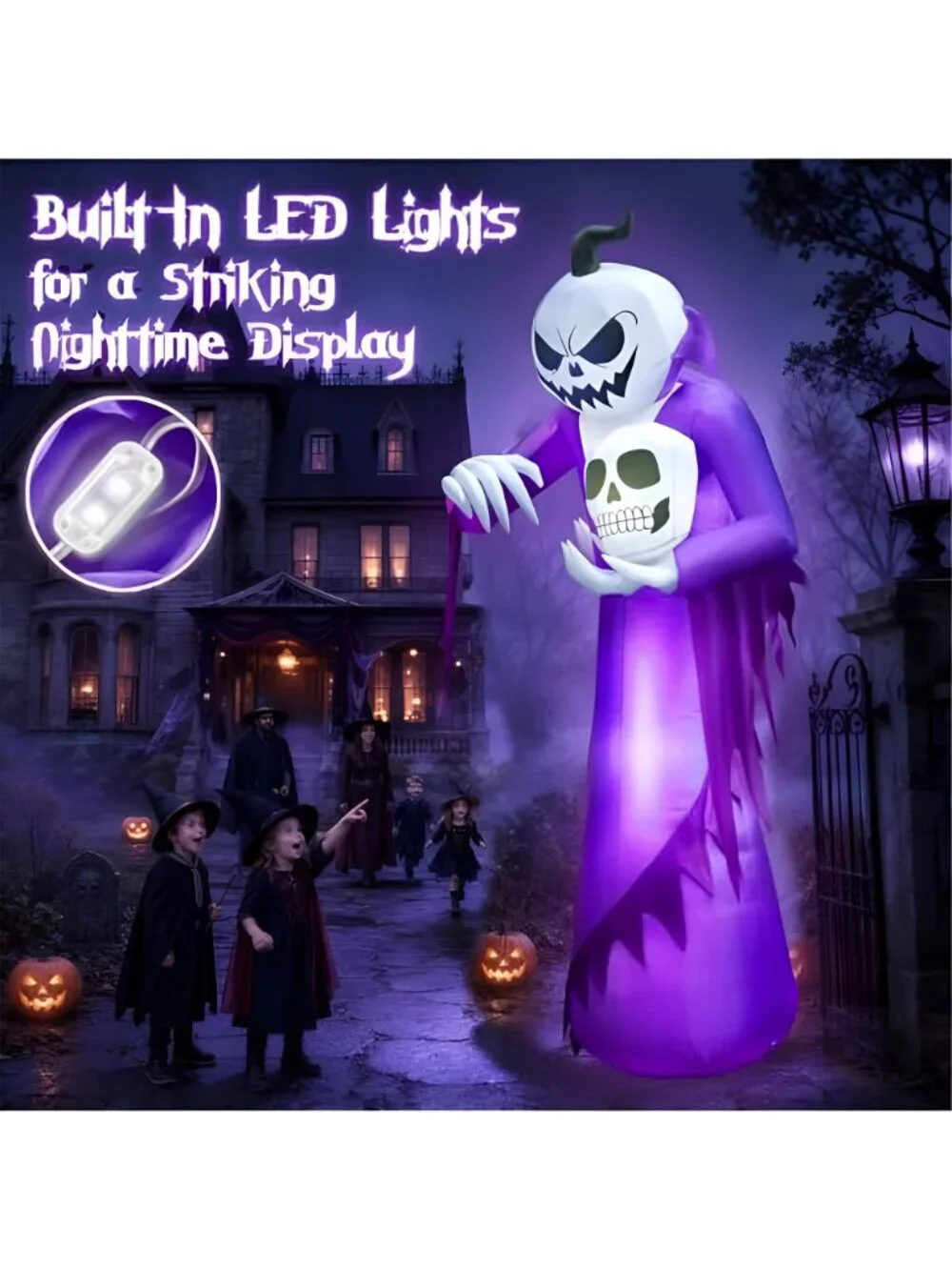 12FT Giant Halloween Inflatables Decorations Outdoor Pumpkin Ghost Wizard